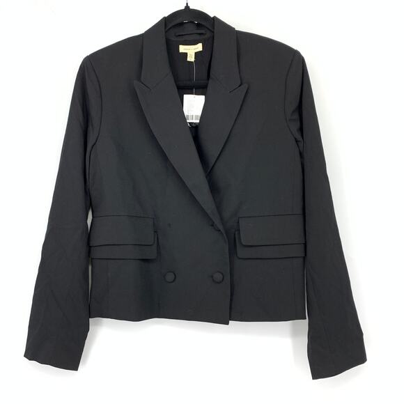 Urban Outfitters Silence + Noise Cropped Tuxedo Style Blazer Sz M Black NEW - Picture 1 of 7